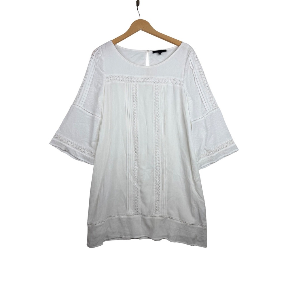 Sanctuary Clemence Shift Half Sleeve Boho Crochet Dress size Large White